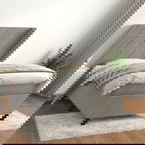 The Living Store Box spring postelja z vzmetnico svetlo siv 90x190 cm žamet - Box Spring Postelja, (21491886) Slike