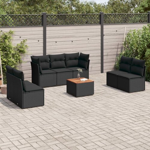  8-dijelni set vrtnih sofa od poliratana s jastucima crni Cijene