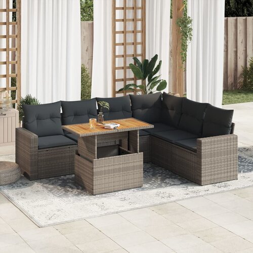 VidaXL 7-dijelni set vrtnih sofa sivi od poliratana Slike