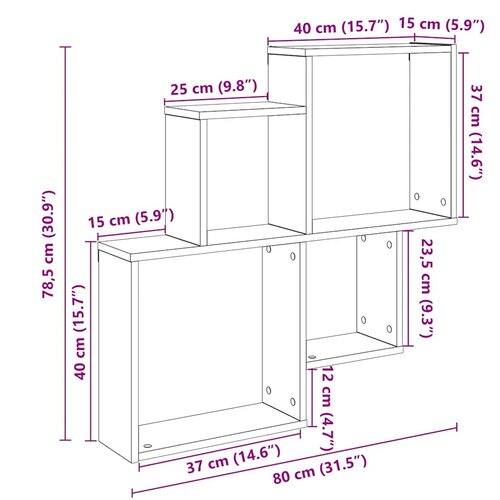  Zidna polica Artisan hrast 80x15x78,5 cm izrađeno drvo Slike