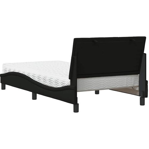  Krevet s madracem Hanko crni 100 x 200 cm od tkanine Slike