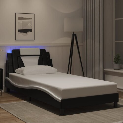 Furnova Posteljni okvir z LED lučkami črn bel 100x200 cm umetno usnje, (21937727) Slike
