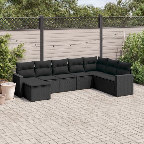 VidaXL 8-dijelni set vrtnih sofa od poliratana s jastucima crni Slike
