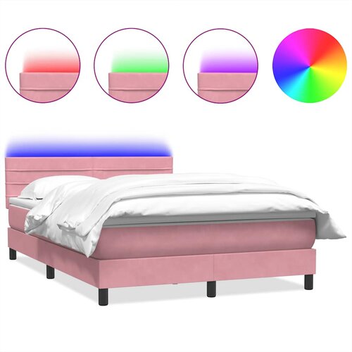 Box Spring krevet s madracem i LED ružičasti 140x220 cm bar&amp;scaron;un Slike