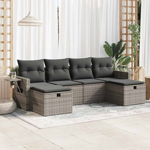 VidaXL 6-dijelni set vrtnih sofa od poliratana s jastucima sivi Slike
