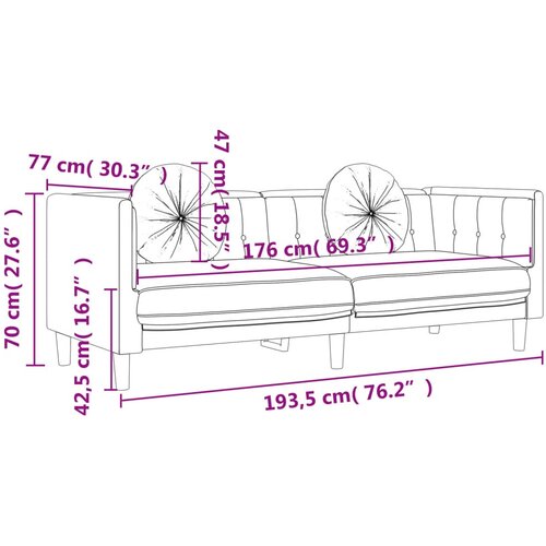  2-dijelni set sofa s jastucima tamnosivi bar&amp;scaron;unasti Slike