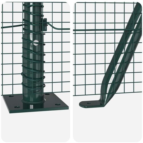 VidaXL Zavarena žičana ograda s 7 Flanged stupova Zelena 1.6x10 m Čelik Slike