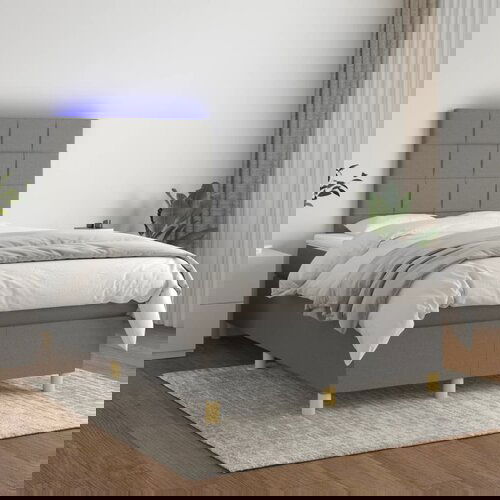 VidaXL Krevet box spring s madracem LED tamnosivi 120 x 200 cm tkanina Slike