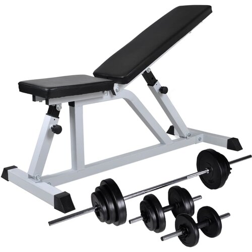 VidaXL vadbena klop s kompletom uteži in palic 30,5 kg, (20764479) Slike