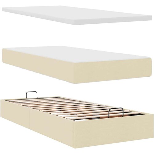 VidaXL otomanski okvir kreveta s madraca krem 80x200cm od tkanine Slike