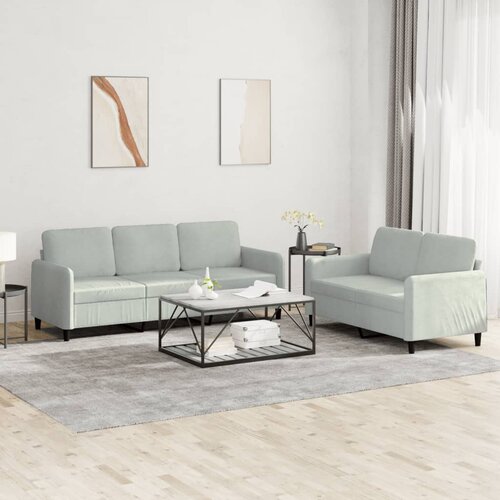 2-dijelni set sofa s jastucima svjetlosivi bar&amp;scaron;unasti Slike