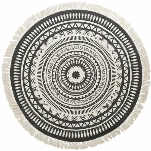 Westwing Collection bež-crni ručno tkani pamučni tepih Benji, ø 150 cm