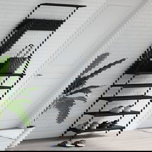 VidaXL Stalak za odjeću sa spremi&amp;scaron;tem za cipele crni 70 x 34 x 184 cm Slike