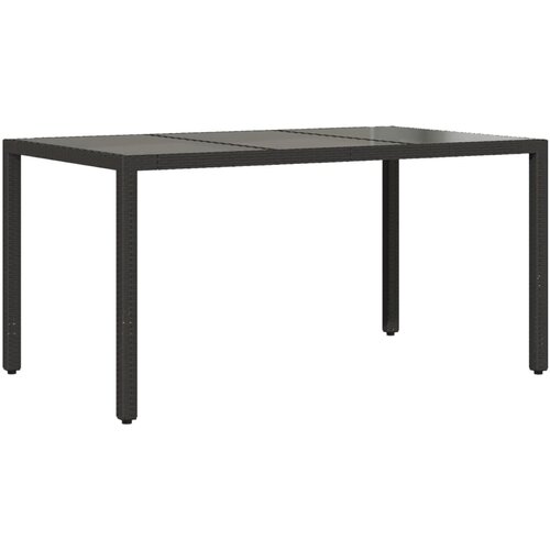  Vrtni stol sa staklenom pločom crni 150x90x75 cm od poliratana Slike