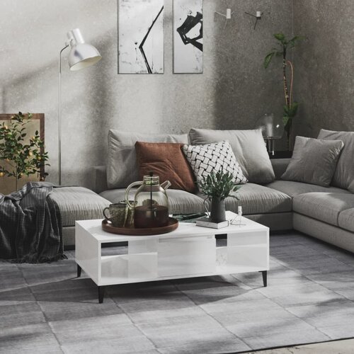 VidaXL stolić za kavu visoki sjaj bijeli 103,5 x 60 x 35 cm od iverice Slike