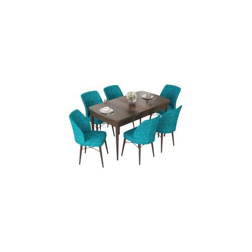 Hanah home set trpezarijski sto i 6 stolica nef baroque turquoise Cene