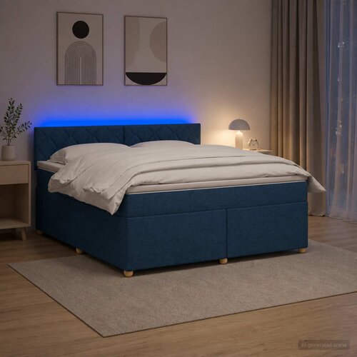  Boxspring krevet s madracem Plava 160 x 200 cm Tkanina Slike