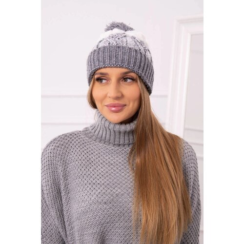 Kesi Cap with a pompom Abigail K326 grey+white Slike