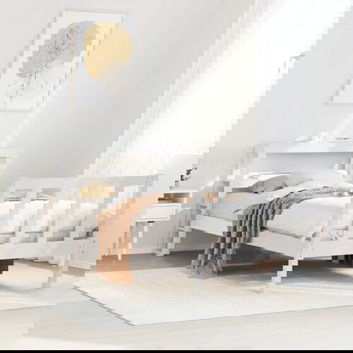 Furnova Posteljni okvir brez vzmetnice bel 100x200 cm trdna borovina, (21941256) Slike