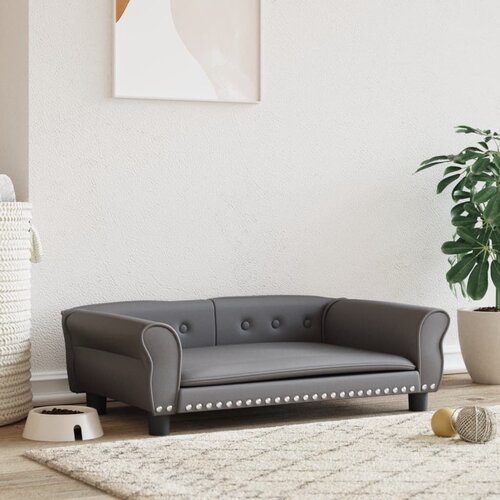 VidaXL Pasja postelja siva 95x55x30 cm umetno usnje Slike