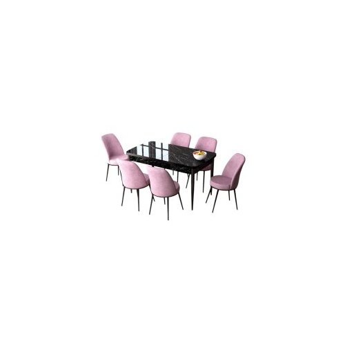 Hanah home set trpezarijski sto i 6 stolica zen black marble pink Cene