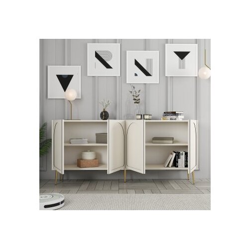 Hanah home Komoda Lyon 80 180x80x35cm Krem-Zlatna Cene
