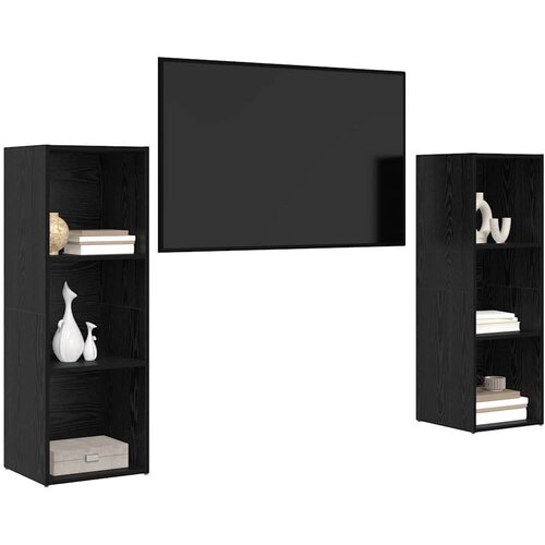  Set TV komoda Zidne 2 pcs Crni hrast 107 x 35 x 37 cm Slike