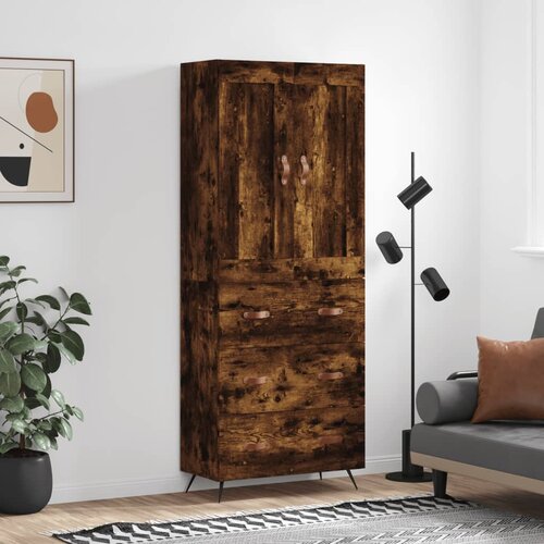  Visoka komoda dimljeni hrast 69,5x34x180 cm konstruiranog drva Cijene