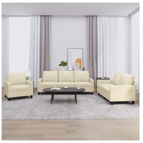 VidaXL 3-dijelni set sofa s jastucima krem od umjetne kože Slike