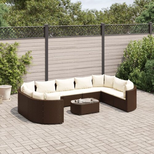 vidaXL 10-dijelni set vrtnih sofa od poliratana s jastucima smeđi Cijene