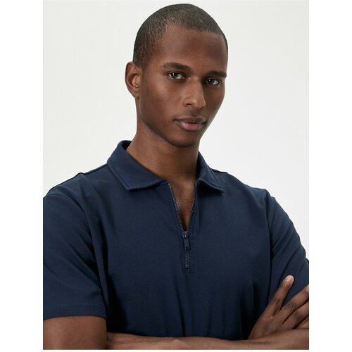 Koton Polo Neck T-Shirt Half Zipper Short Sleeve Cotton Slike
