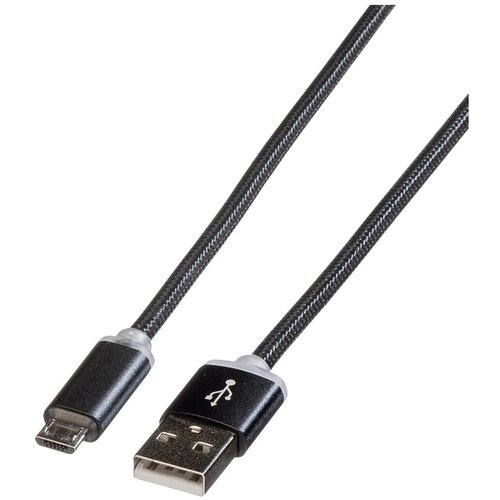 Roline USB polnilni kabel USB 2.0 USB-A vtič\, USB-mikro-B vtič 1.00 m črna za&scaron;čiten 11.02.8318, (20432884) Cene