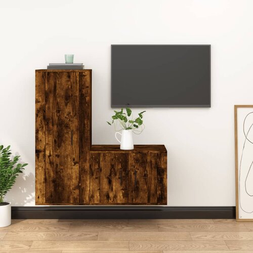 The Living Store Komplet TV omaric 2-delni dimljen hrast inženirski les - Komplet TV Omaric, (21374700) Cene