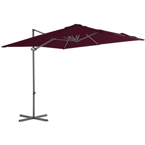 VidaXL Konzolni suncobran s čeličnom &amp;scaron;ipkom bordo 250 x 250 cm Slike