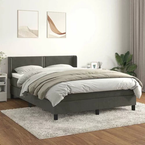  Box spring postelja z vzmetnico temno siva 140x200 cm žamet, (20723915)