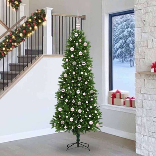vidaXL Božično drevo med 300 LED z stojalom Zelena 240 cm PE Cene