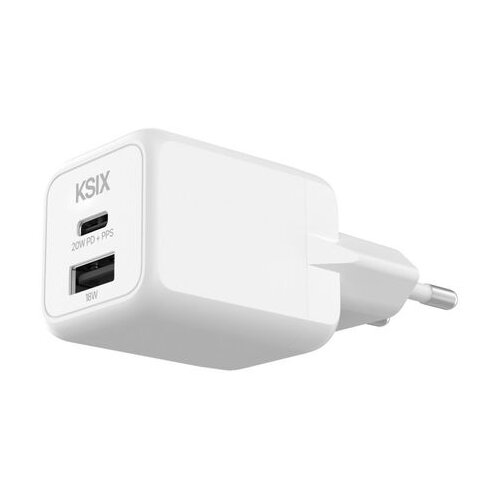 Ksix Gan ultrabrzi zidni punjač 20W PD & PPS, 1 x USB-C + 1 x USB-A, bijeli Cene