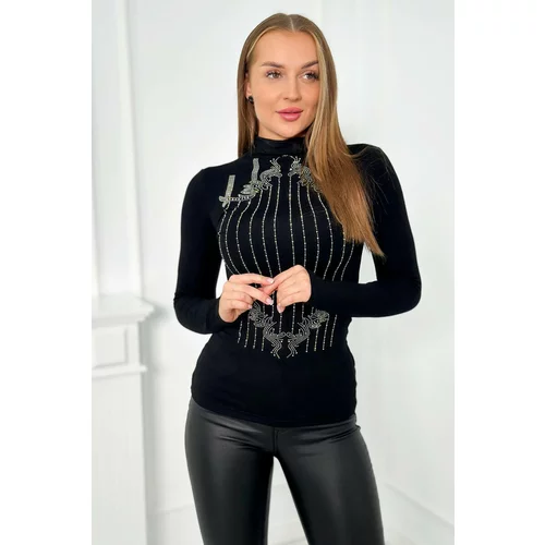 Kesi Knitted blouse with silver zirconia pattern black