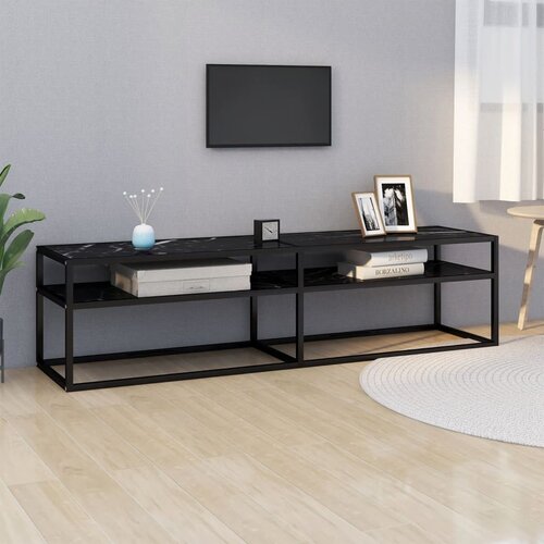VidaXL TV omarica črn marmor 160x40x40,5 cm kaljeno steklo Slike