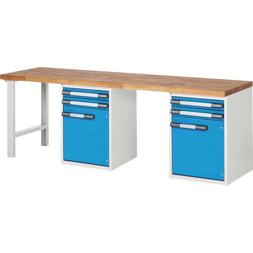 eurokraft pro delovna miza, modularni sistem serije 7, 4 predali, 2 vrat, zelo široka izvedba, šxg 2500 x 700 mm Cene