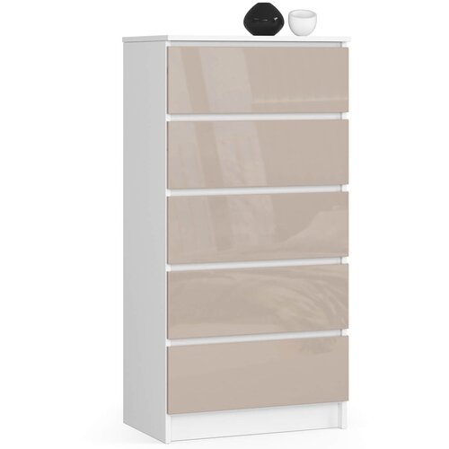AKORD KOMODA K60 5SZ CLP CAPUCCINO GLOSS, (21702909) Cene