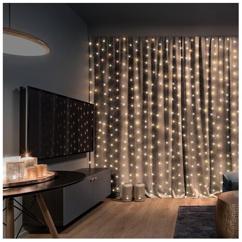 Brilagi LED božićna zavesa 300xLED/8 funkcija/3xAA/USB 1,2m topla bela Slike