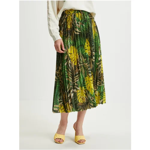 Guess Green Ladies Patterned Pleated Midi Skirt Abel - Women