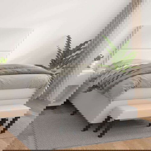  Krevet s oprugama i madracem bijeli 90 x 200 cm od umjetne kože Slike