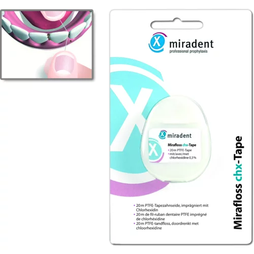  Miradent Mirafloss CHX Tape, zobna nitka z dodanim klorheksidinom