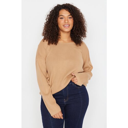 Trendyol Curve Plus Size Sweater - Beige - Regular fit Slike