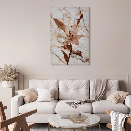  Slika - Elegance of a Flower (1-part) - Delicate Lily on Marble in Sepia 40x60 Slike