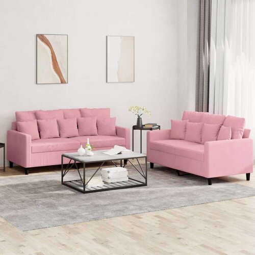  2-dijelni set sofa s jastucima ružičasti bar&scaron;unasti Cijene