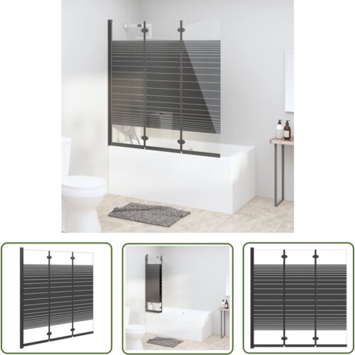 The Living Store Zložljiva pregrada za tu&amp;scaron; s 3 paneli ESG 130x130 cm črna - Pregrada Za Tu&amp;scaron;, (21745002) Slike