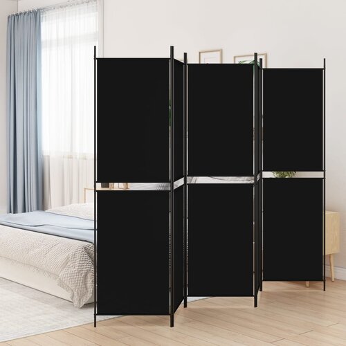 VidaXL Sobna pregrada s 5 panela crna 250x200 cm od tkanine Slike